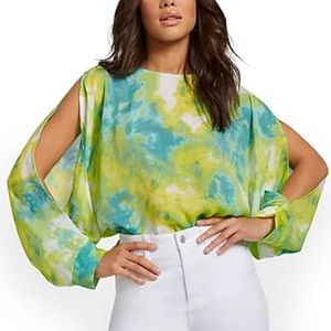 Tie Dye Gauze Slit Sleeve Top